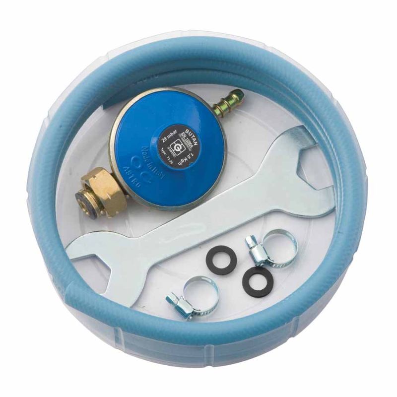 Zestaw węża gazowego do palnika 1,5 m z regulatorem i kluczem (Nr art. 3307)