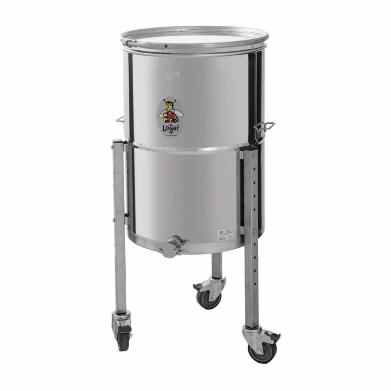 Pojemnik do rozlewu miodu Logar 200 kg na kółkach, z dnem pochyłym (Nr kat. 7342)