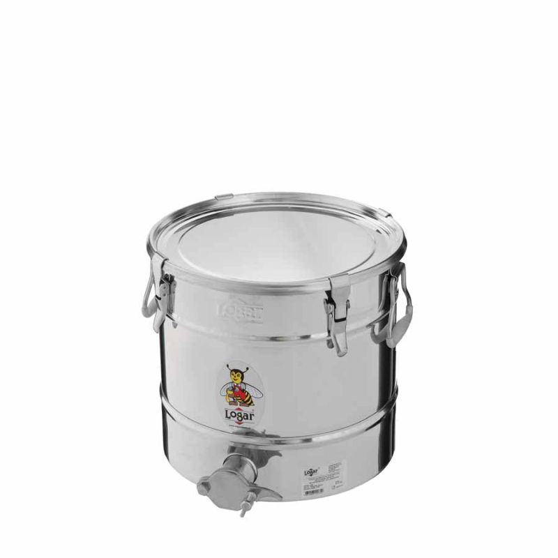 Pojemnik do rozlewu miodu Logar 25 kg z dnem skośnym, 4 zaciski