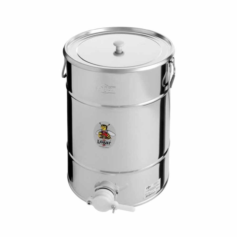 Pojemnik do napełniania Logar 50 kg z plastikowym zaworem do miodu – nr kat. 2108